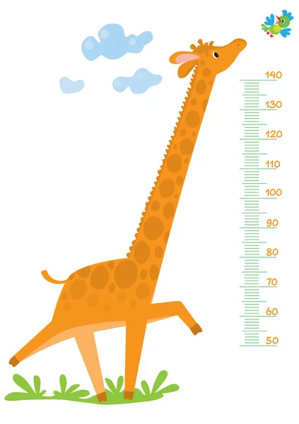 Mätaren väggen med giraff och fågel — Stock vektor