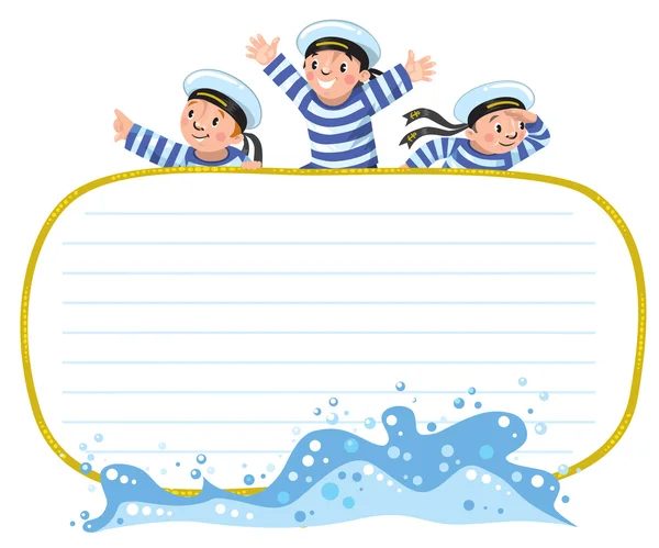 Banner or card with happy sailors — Stock Vector