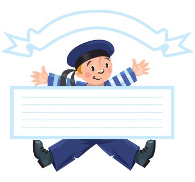 Banner or card with happy sailor