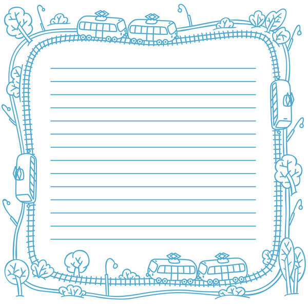 Каркас с забавными трамваями и рельсами
