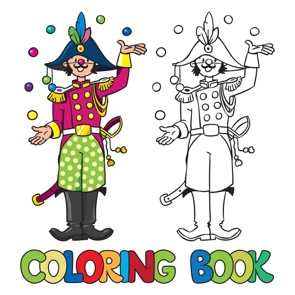 Malabarista de funy general. Livro para colorir —  Vetores de Stock