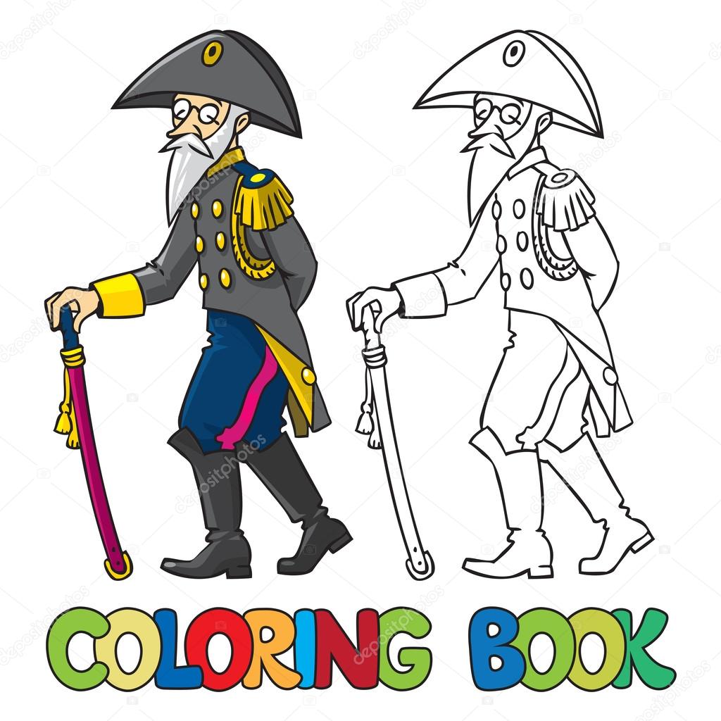 Old general or officer. Coloring book