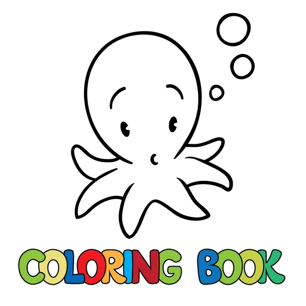 Libro da colorare di polpo divertente — Vettoriale Stock