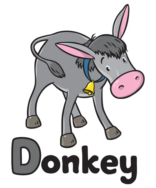 Funny gray donkey. Alphabet D — Stock Vector