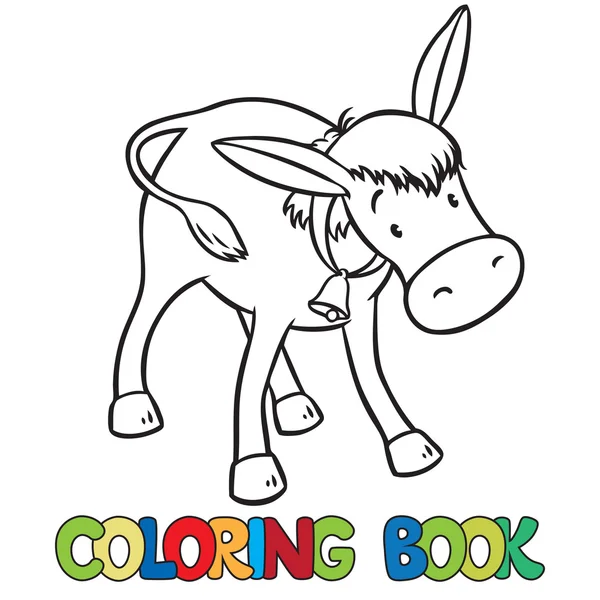 Libro para colorear de burro divertido — Vector de stock
