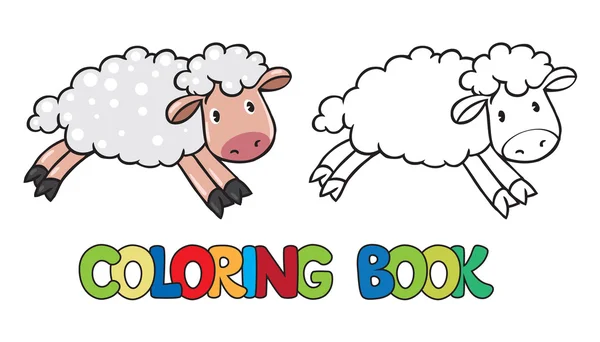 Coloring book of little funny sheep — Stock Vector