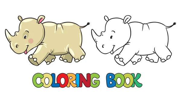 Libro da colorare di piccolo rinoceronte — Vettoriale Stock