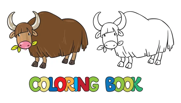 Coloring book of funny wild yak — Stock Vector