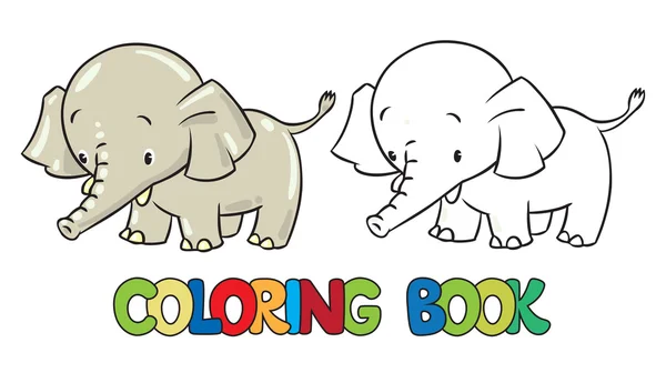 Libro para colorear de pequeño elefante divertido o jumbo — Vector de stock