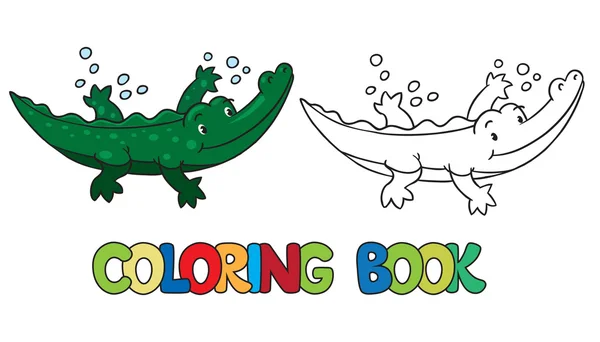 Livro de colorir de pequeno jacaré ou crocodilo Vetores De Stock Royalty-Free