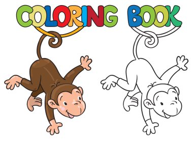 Litle komik maymun boyama kitabı lian üzerinde