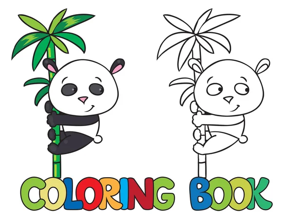 Livro de colorir de pequeno panda em bambu —  Vetores de Stock