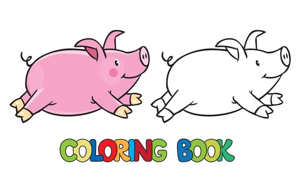Pequeno livro de colorir porco — Vetor de Stock