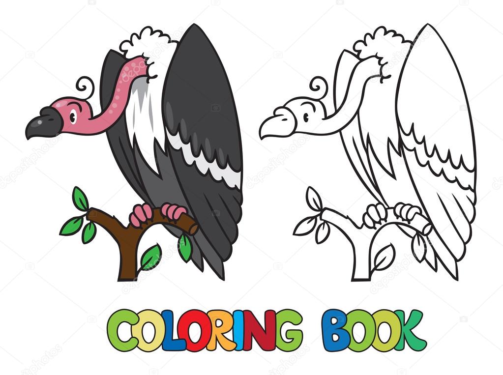 Coloring book of funny vulture