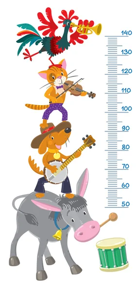 Parede de medidor com músicos engraçados da cidade de Bremen — Vetor de Stock