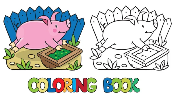 Pequeño cerdo para colorear libro — Vector de stock