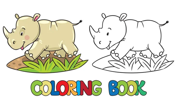 Coloring book of little rhino — Stock Vector