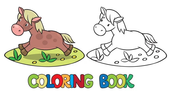 Petit livre à colorier cheval ou poney — Image vectorielle