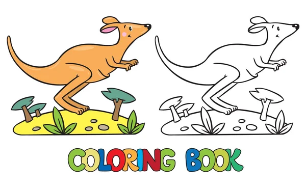 Libro para colorear de pequeño canguro — Vector de stock