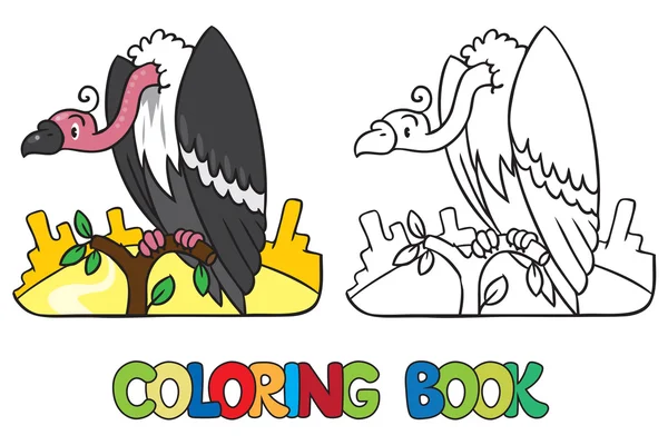 Livro de colorir de abutre engraçado Vetor De Stock