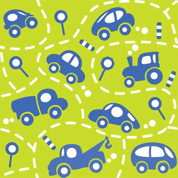 Cars on the road. Seamless pattern. — Stock Vector