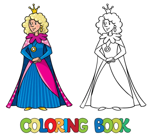 Reina de hadas de belleza o princesa. Libro para colorear — Vector de stock