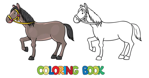 Cavalo engraçado. Livro para colorir —  Vetores de Stock