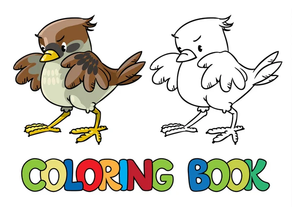 Valiente gorrión. Libro para colorear — Archivo Imágenes Vectoriales