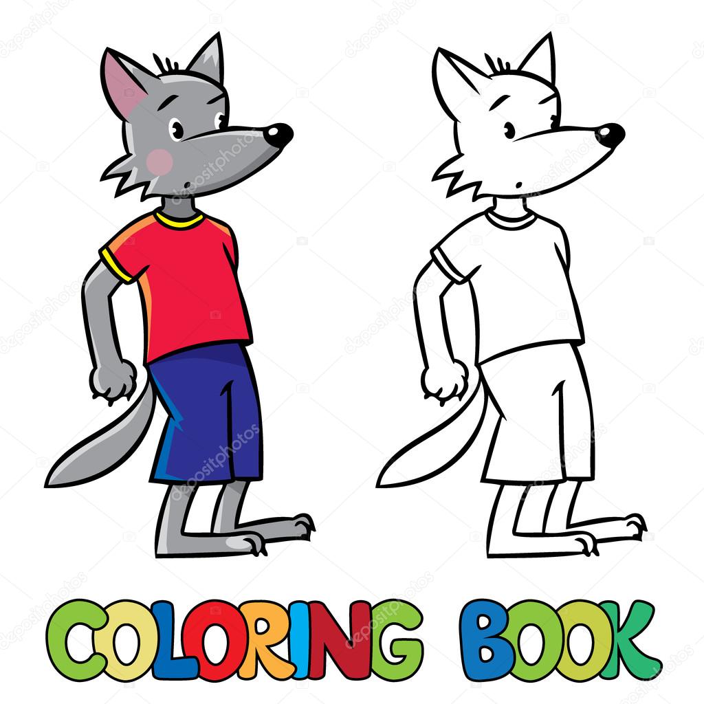 Little funny wolf. Coloring book