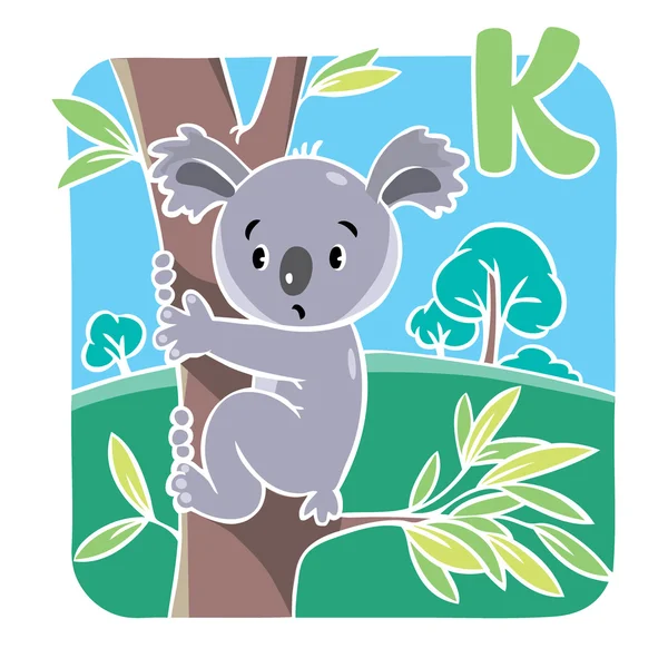 Komik koala. Alfabe K — Stok Vektör