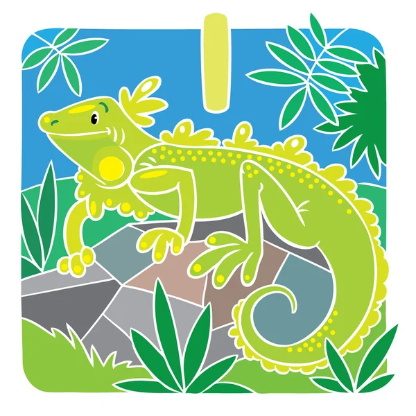 Little iguana. Alphabet I — Stock Vector