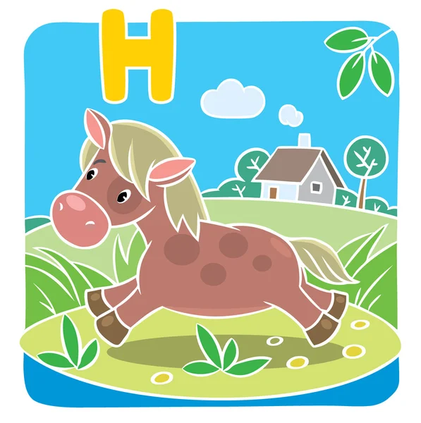 Little horse or pony. Alphabet H — Stock Vector