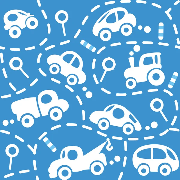 Auto's op de weg. naadloze patroon. — Stockvector