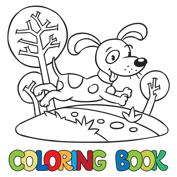 Libro da colorare di cagnolino o cucciolo — Vettoriale Stock