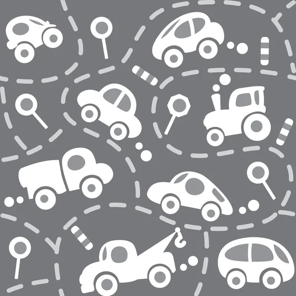 Cars on the road. Seamless pattern. — Stock Vector