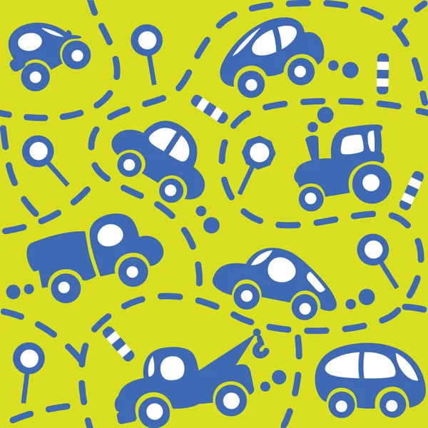 Auto's op de weg. naadloze patroon. — Stockvector