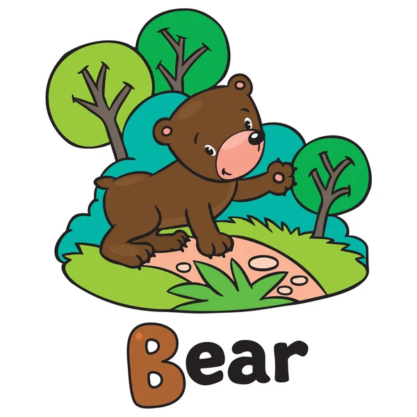 Little funny bear, for ABC. Alphabet B — Stock Vector