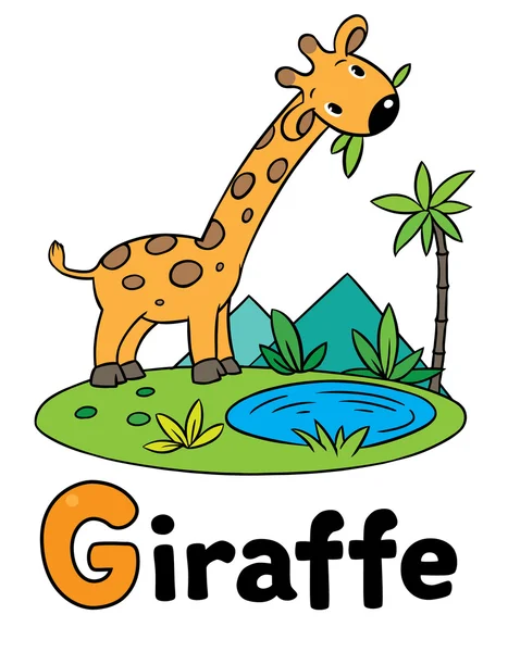 Kleine lustige Giraffe, für abc. Buchstabe g — Stockvektor