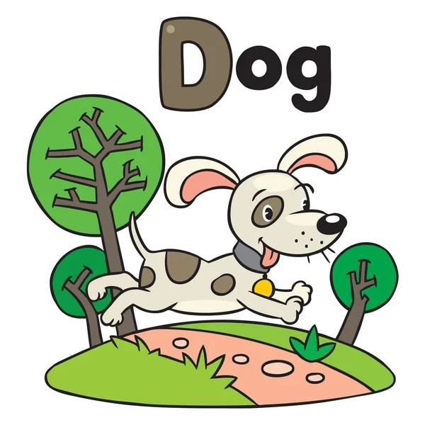 Petit chien ou chiot, pour ABC. Alphabet D — Image vectorielle