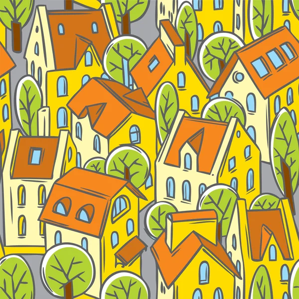 City seamless pattern with roofs — Stock Vector