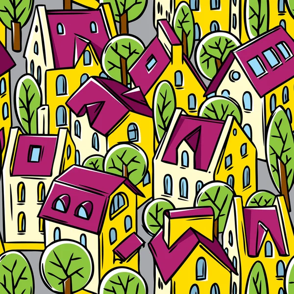 City seamless pattern with roofs — Stock Vector