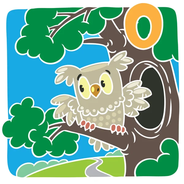 Little owl. Alphabet O — Διανυσματικό Αρχείο