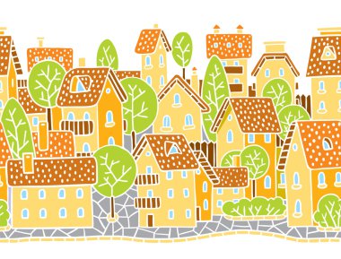 Çatılar ile şehir yatay seamless modeli