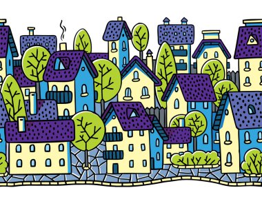 Çatılar ile şehir yatay seamless modeli