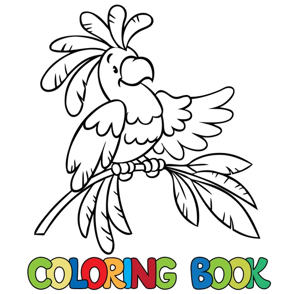 Livro de colorir ou quadro de colorir de papagaio engraçado —  Vetores de Stock