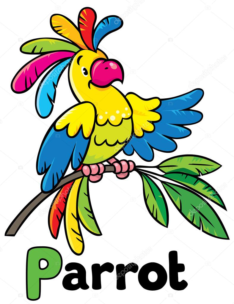 Funny parrot. Alphabet P