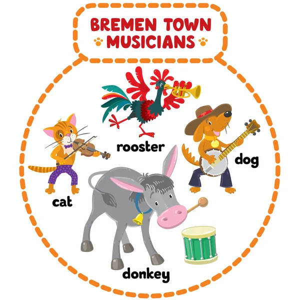 Bremen Town Musicians cartoon set — Stock Vector