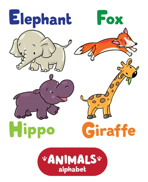 Tiere Alphabet oder abc. — Stockvektor