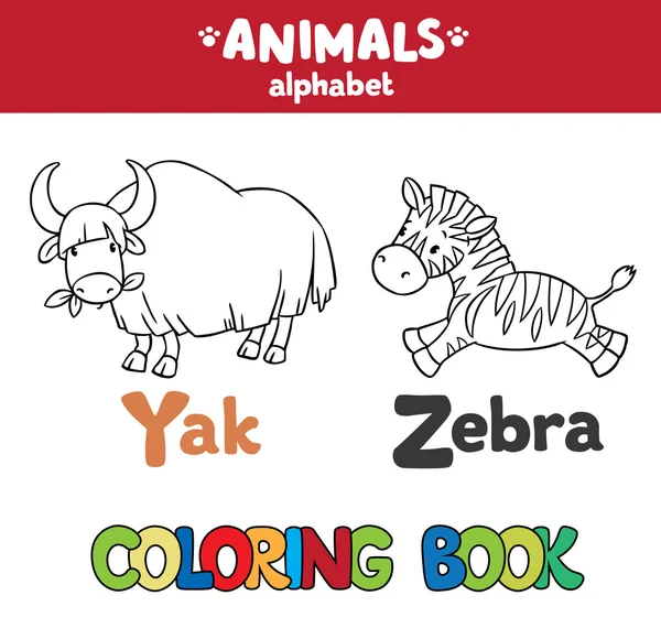 Alphabet des animaux ou ABC. Livre à colorier — Image vectorielle