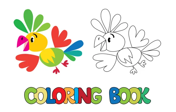 Libro para colorear de loro divertido — Vector de stock